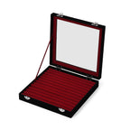 Velvet Glass Lid Multi Row Ring Display Organiser Box - Black & Wine_8030863