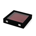 Velvet Glass Lid Multi Row Ring Display Organiser Box - Black & Wine_8030863_3