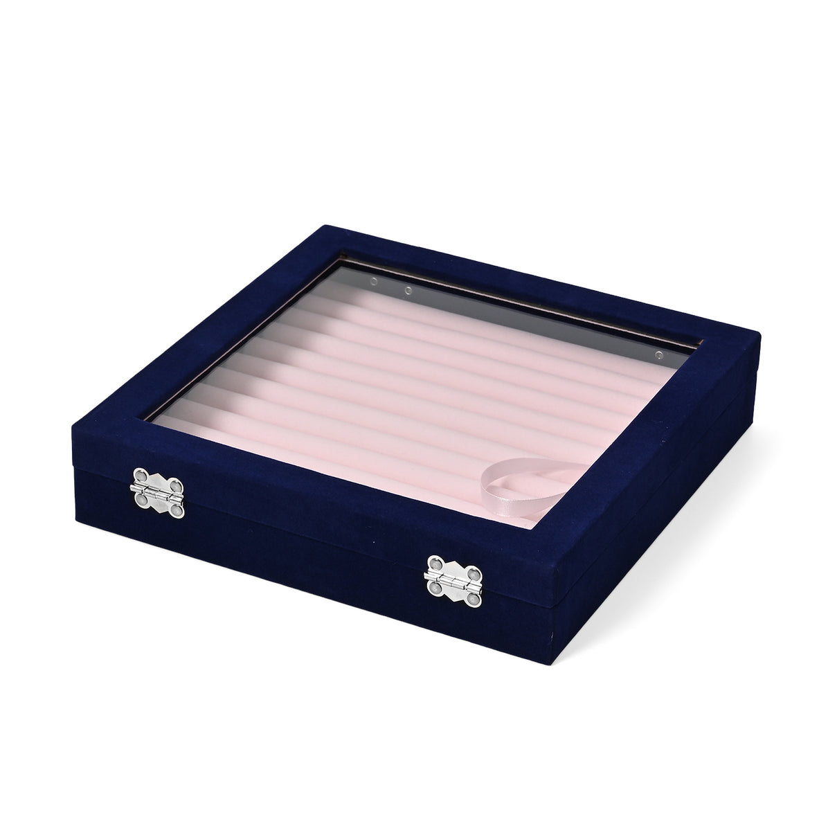 Patterned Jewellery Box (Size 9x9x2 in) - Dark Blue &amp; Cream 8030864 3