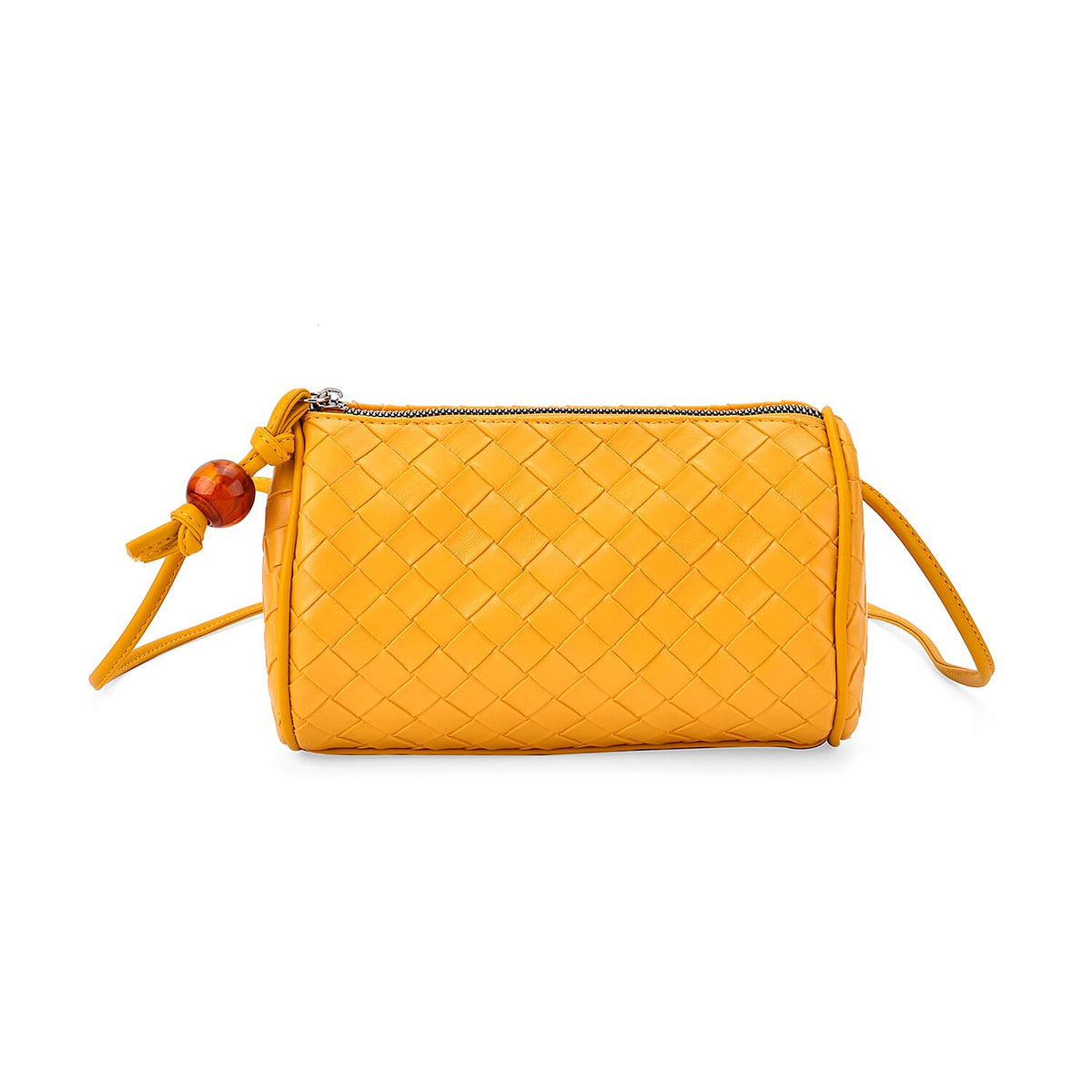 Fully Lined Woven Pattern Crossbody Bag - Yellow 8031920 0
