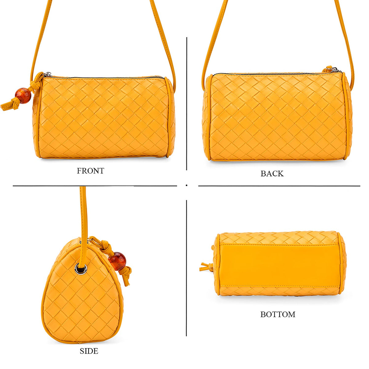 Fully Lined Woven Pattern Crossbody Bag - Yellow 8031920 6