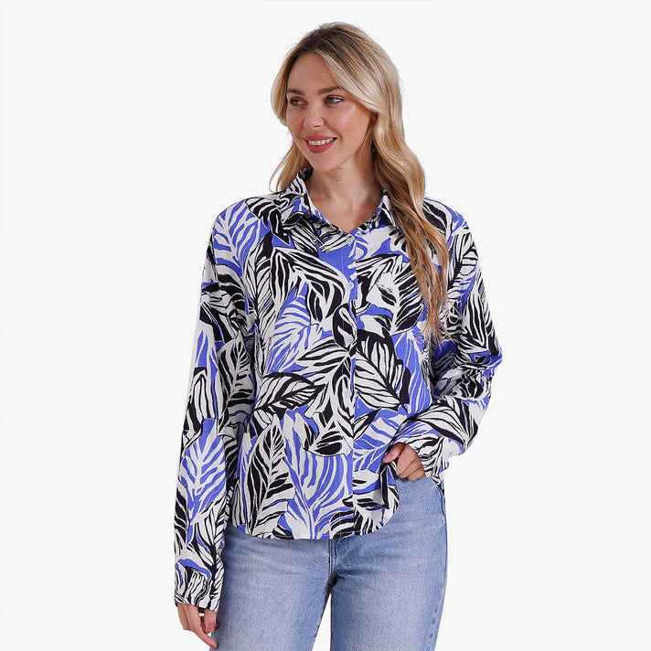 Tamsy Leaf Print Long Sleeve Shirt 8032040 1