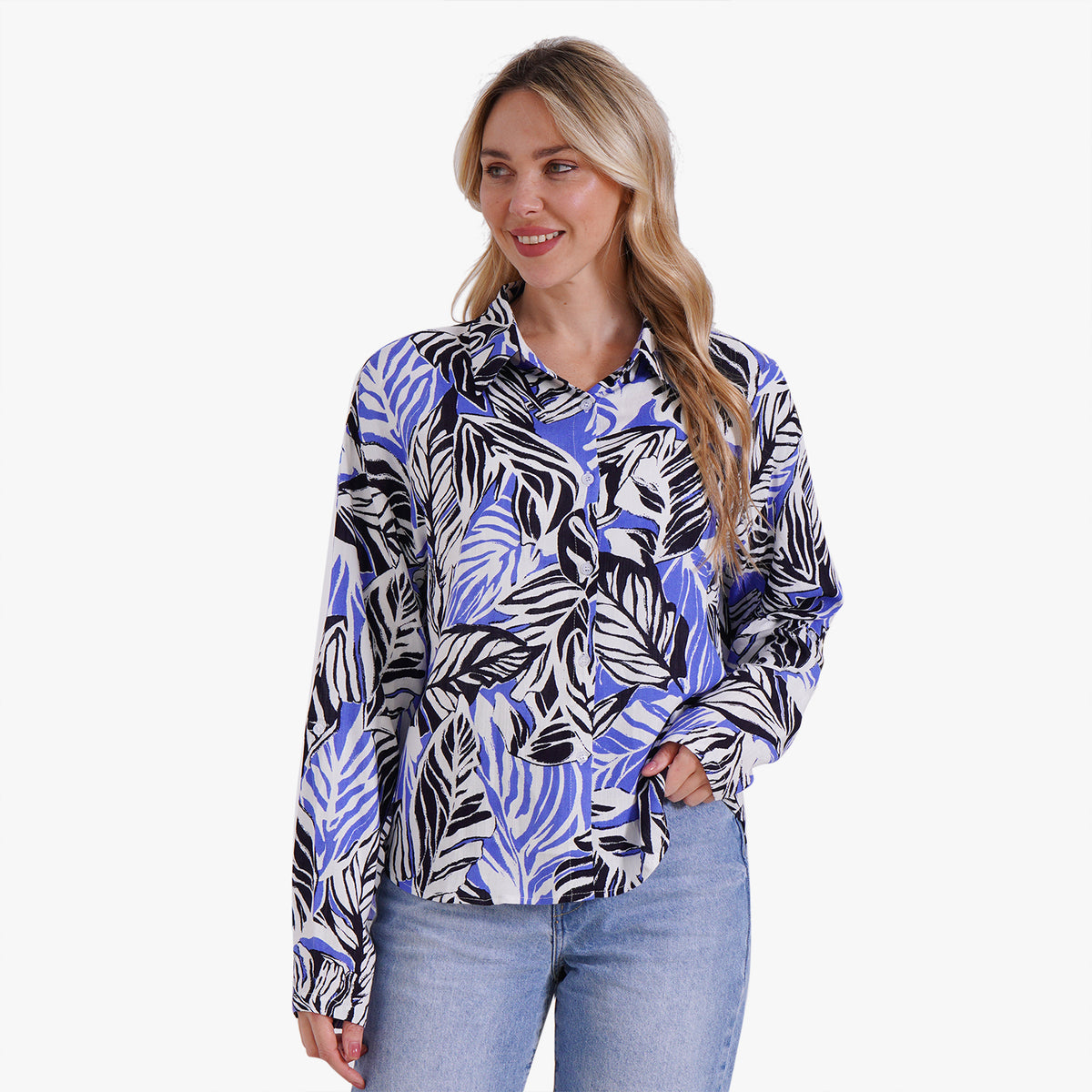 Tamsy Leaf Print Long Sleeve Shirt 8032042 0