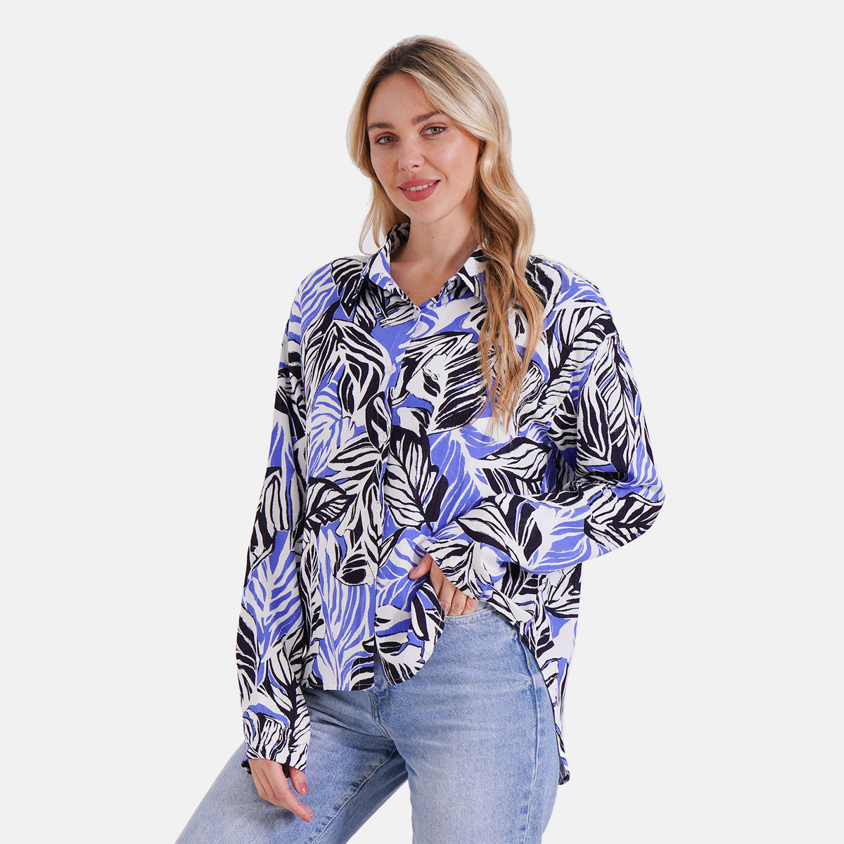 Tamsy Leaf Print Long Sleeve Shirt 8032042 3