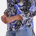 Tamsy Leaf Print Long Sleeve Shirt (Size - L/XL) - White Base with Blue Print_8032042_6