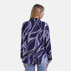 Tamsy Abstract Print Long Sleeve Button-Down Shirt (Size S/M) - Blue_8032082_1