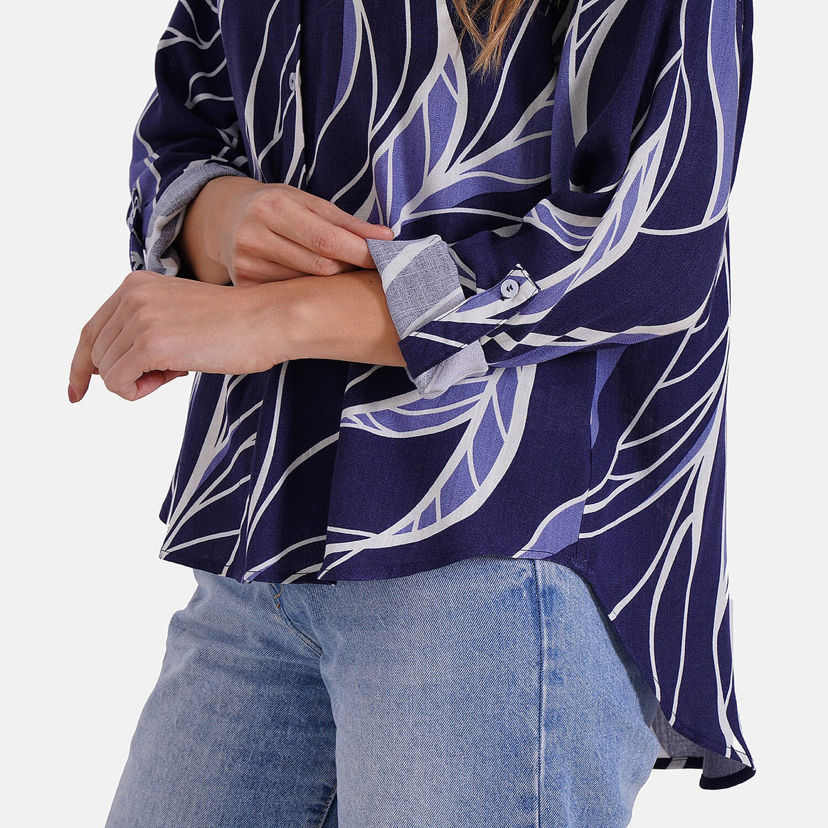 Tamsy Abstract Print Long Sleeve Button-Down Shirt V32557662 7