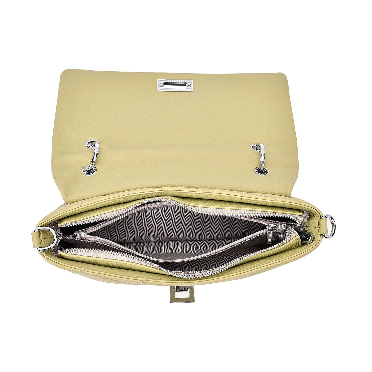 Elegant Genuine Leather Quilted Chevron Pattern Shoulder Bag with Chain Strap - Green 8033351 5