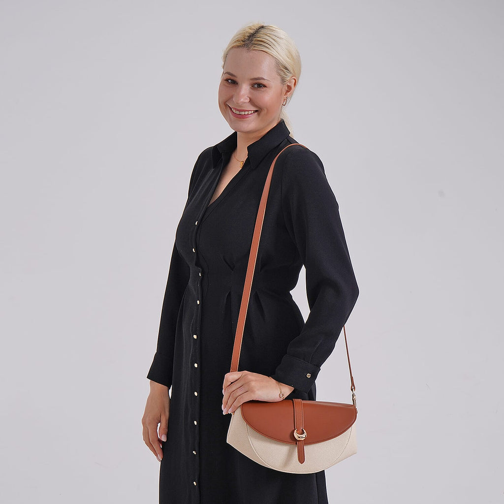 Grand Pelle Limited Edition Genuine Leather Bag - Tan & Beige_8033679_1