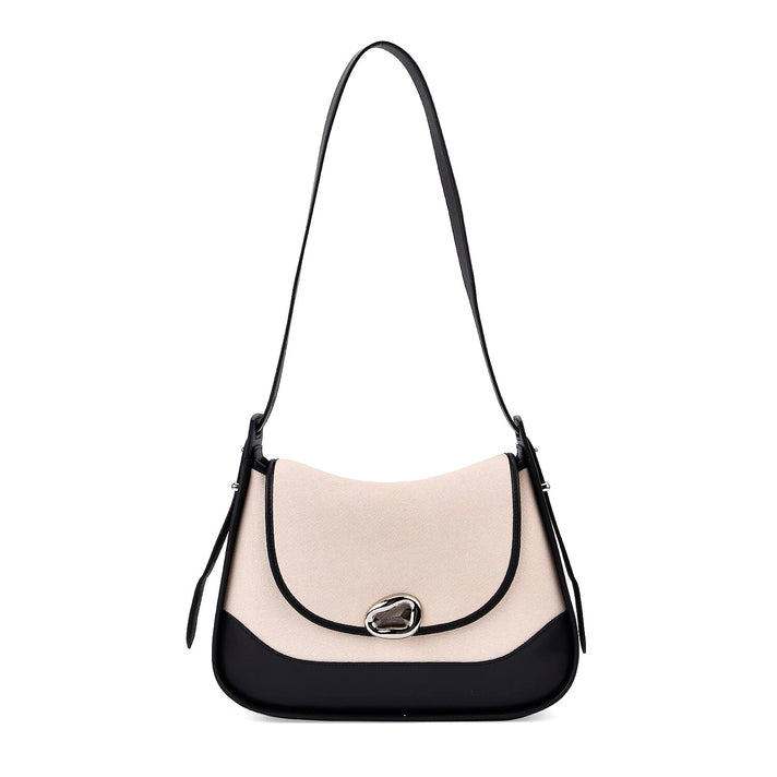 Genuine Leather Shoulder Bag with Adjustable Strap - Black 8033704 1