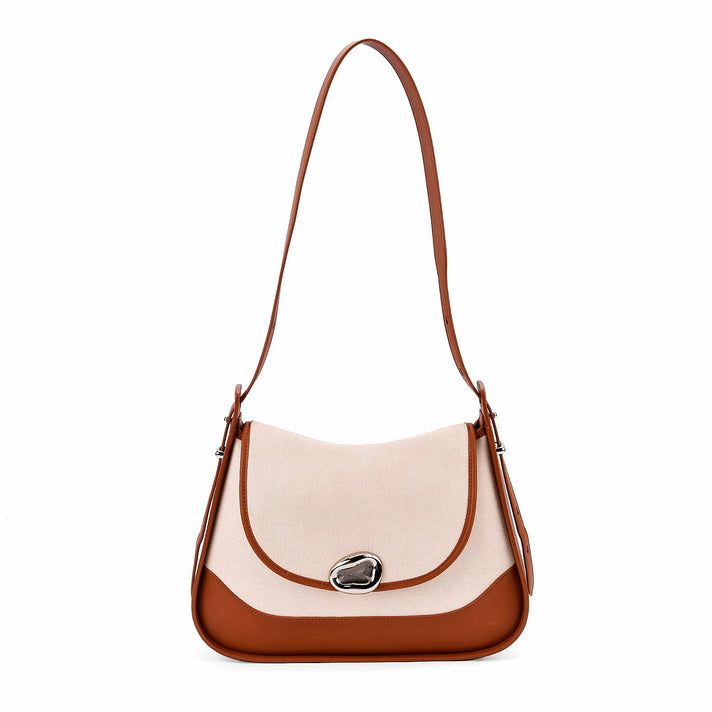 Genuine Leather Shoulder Bag with Adjustable Strap - Tan 8033711 1