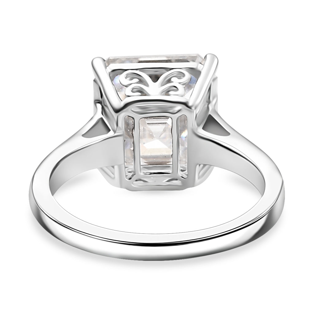 The 5ct Royal Asscher - Moissanite Asscher Cut Ring in Rhodium Overlay Sterling Silver 5.00 Ct._8033890_4