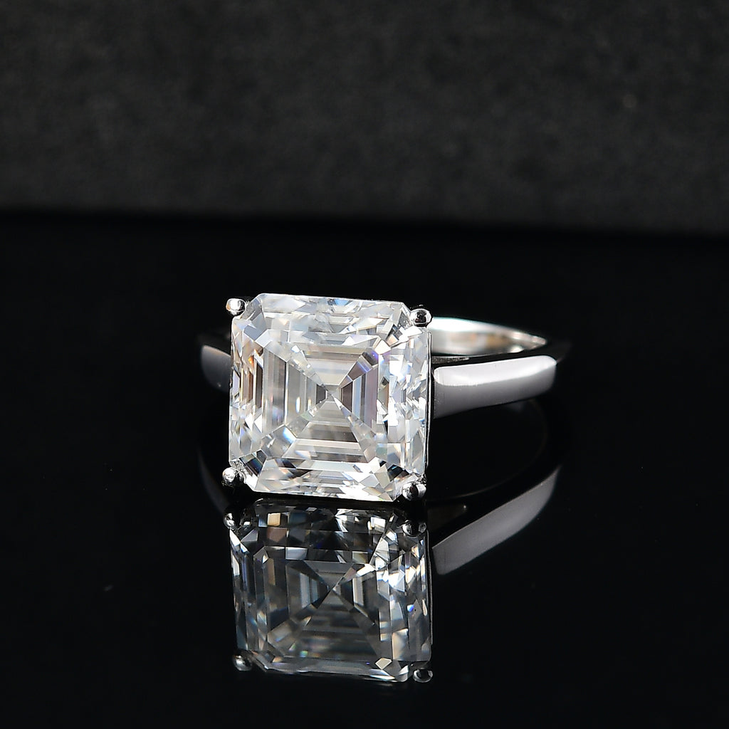 The 5ct Royal Asscher - Moissanite Asscher Cut Ring in Rhodium Overlay Sterling Silver 5.00 Ct._8033891_1