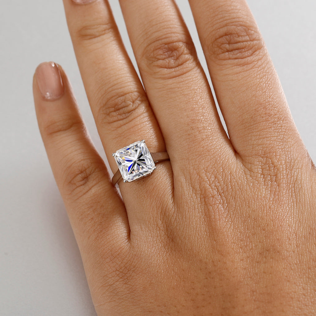 The 5ct Royal Asscher - Moissanite Asscher Cut Ring in Rhodium Overlay Sterling Silver 5.00 Ct._8033891_2