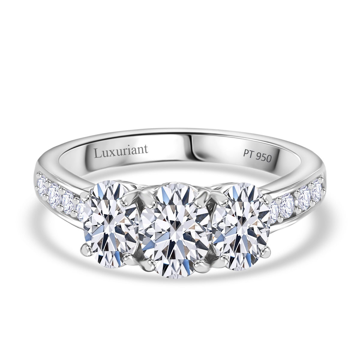 LUXURIANT 2 Ct. Lab Grown Diamond Trilogy Ring in 950 Platinum, SGL Certified 8034993 0