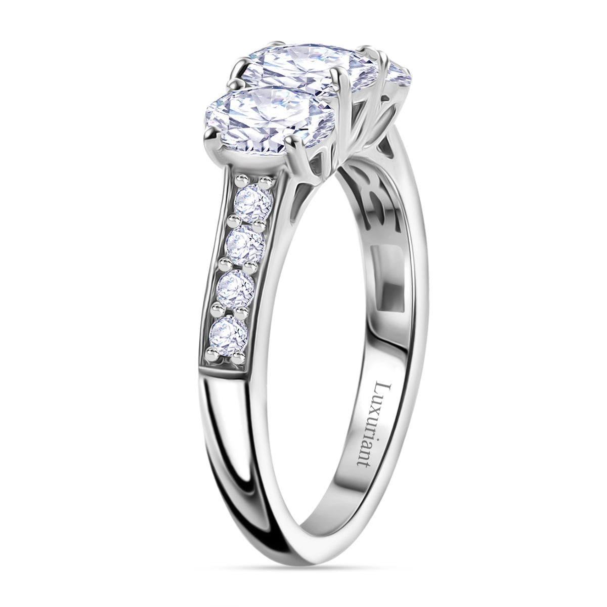 LUXURIANT 2 Ct. Lab Grown Diamond Trilogy Ring in 950 Platinum, SGL Certified 8034993 4