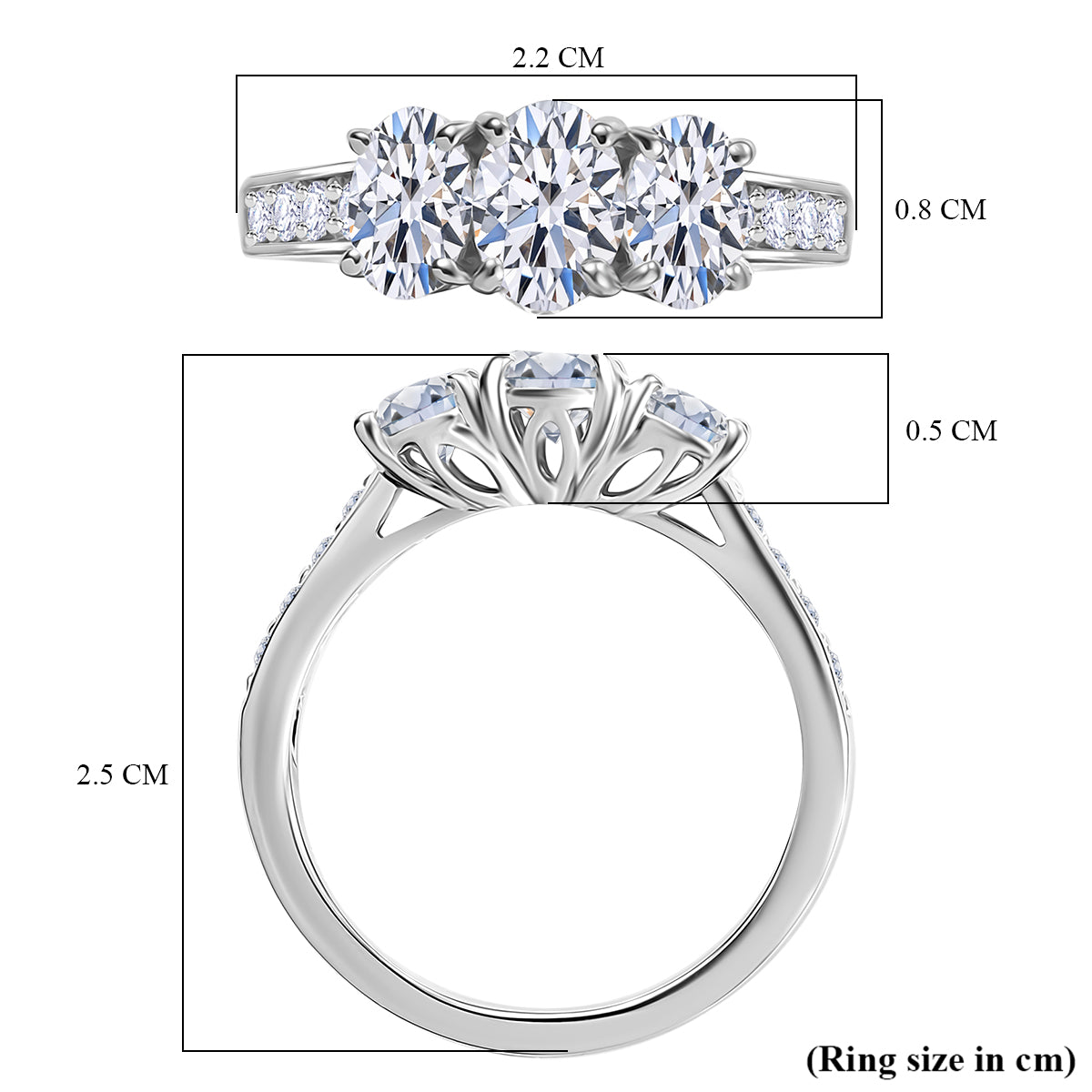 LUXURIANT 2 Ct. Lab Grown Diamond Trilogy Ring in 950 Platinum, SGL Certified 8034993 6