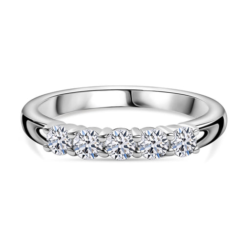 Luxuriant - Lab Grown Diamond (SI/G-H) 5 Stone Band Ring in Rhodium Overlay Sterling Silver 0.45 Ct_8036375