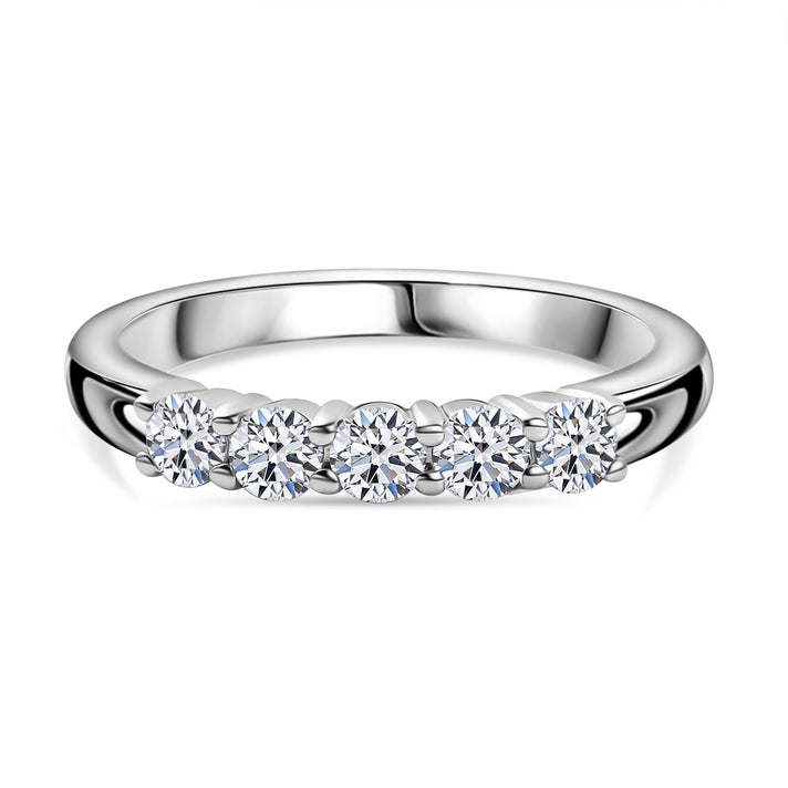LUXURIANT 0.51 Ct. Lab Grown Diamond 5-Stone Ring in Rhodium Overlay Sterling Silver (SI G/H) 8036375 1