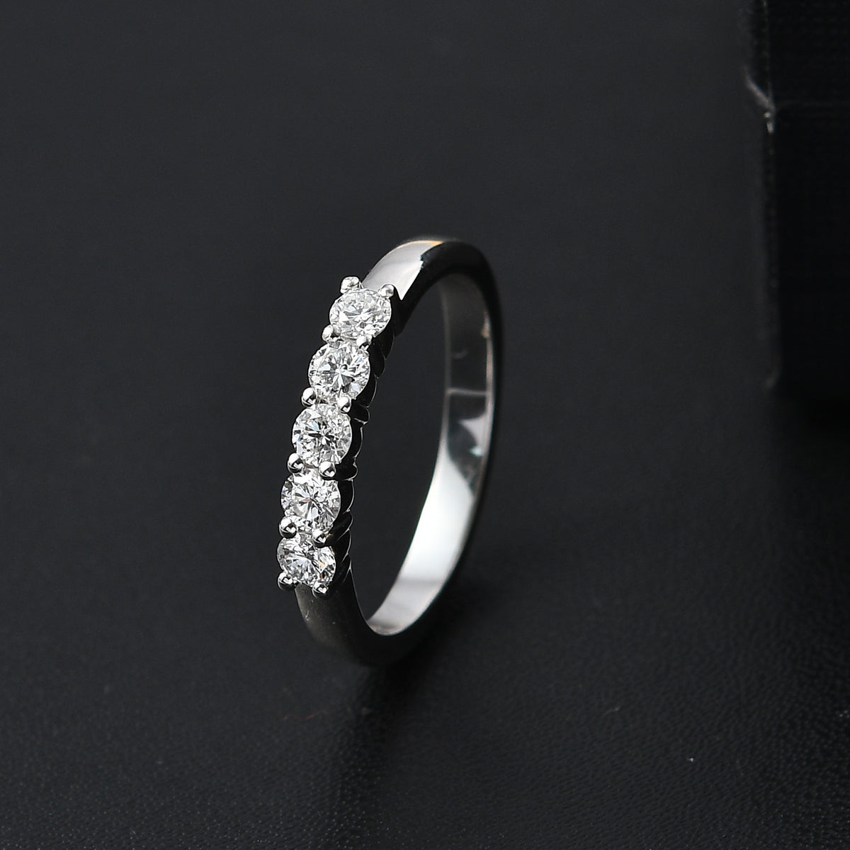 LUXURIANT 0.51 Ct. Lab Grown Diamond 5-Stone Ring in Rhodium Overlay Sterling Silver (SI G/H) 8036375 2