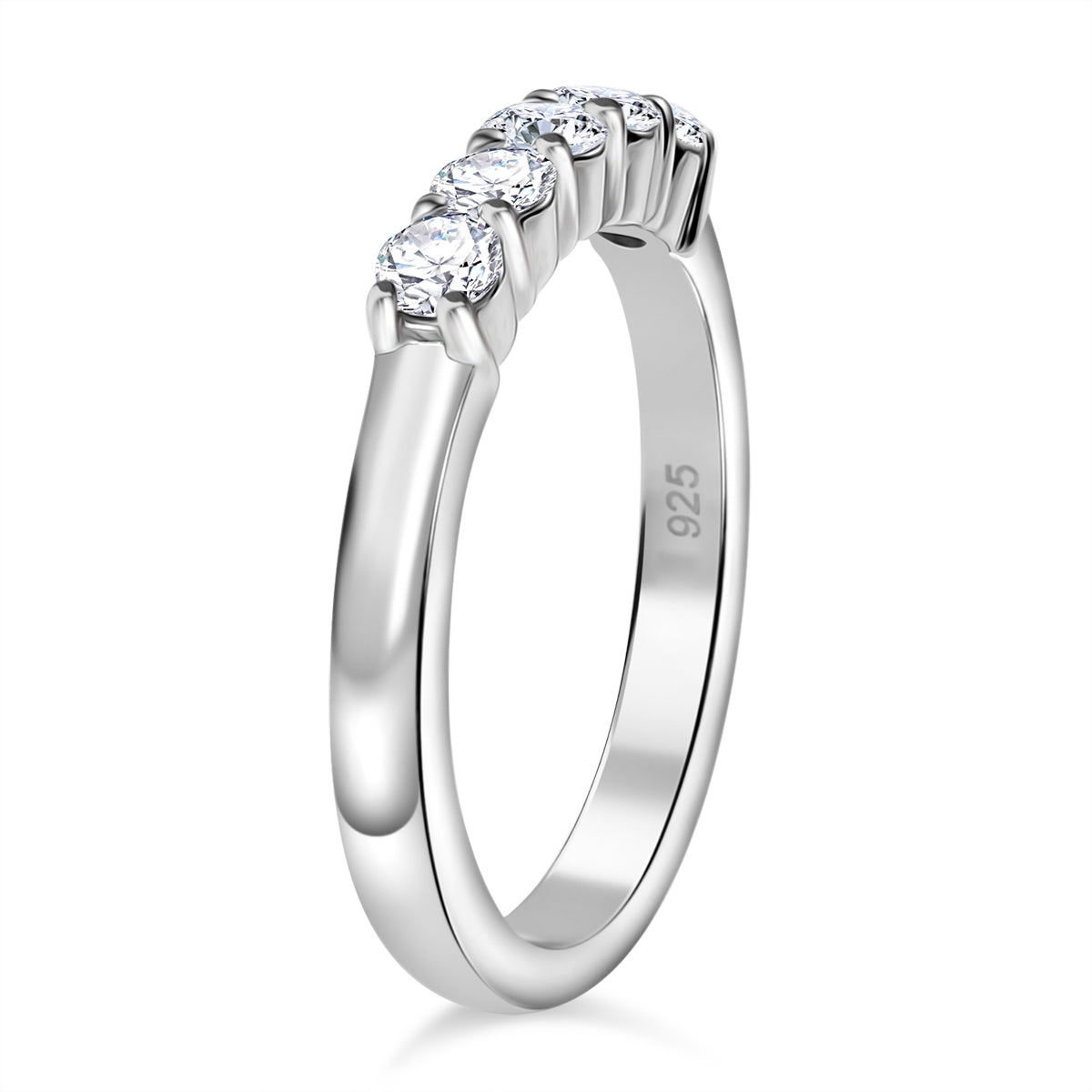 LUXURIANT 0.51 Ct. Lab Grown Diamond 5-Stone Ring in Rhodium Overlay Sterling Silver (SI G/H) 8036375 4