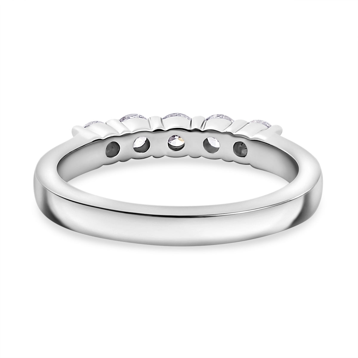 LUXURIANT 0.51 Ct. Lab Grown Diamond 5-Stone Ring in Rhodium Overlay Sterling Silver (SI G/H) 8036375 5