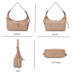Versatile Genuine Leather Shoulder Bag with Adjustable Strap - Beige_8037361_3