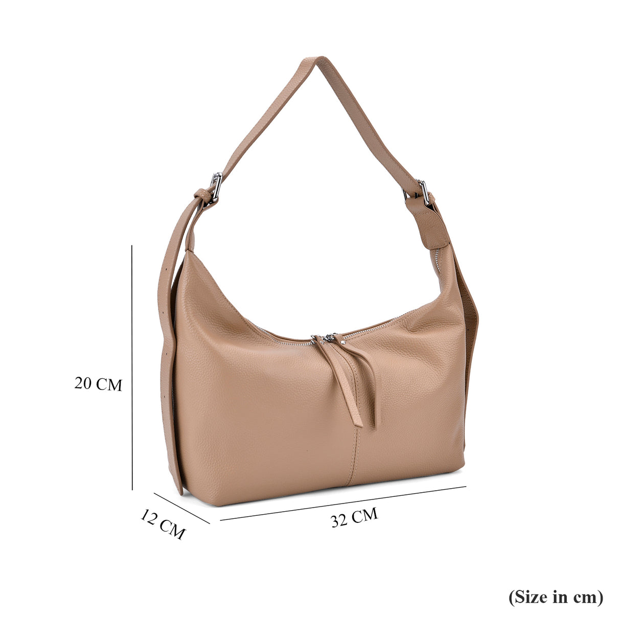 Versatile Genuine Leather Shoulder Bag with Adjustable Strap - Beige 8037361 4