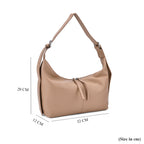 Versatile Genuine Leather Shoulder Bag with Adjustable Strap - Beige_8037361_6