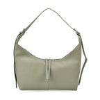 Designer Inspired Genuine Leather Shoulder Bag with Adjustable Strap - Green_8037365