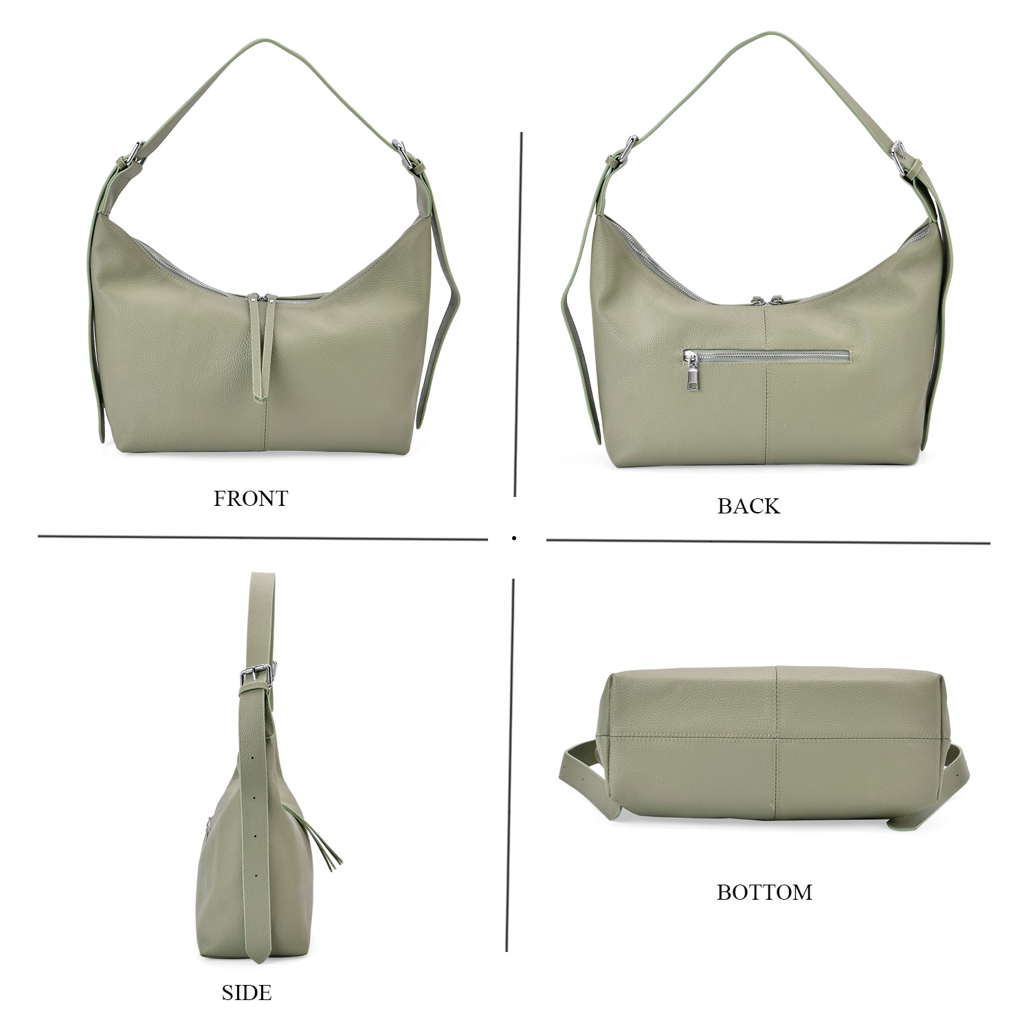 Designer Inspired Genuine Leather Shoulder Bag with Adjustable Strap - Green 8037365 1