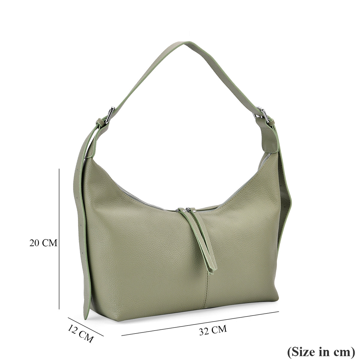 Designer Inspired Genuine Leather Shoulder Bag with Adjustable Strap - Green 8037365 4