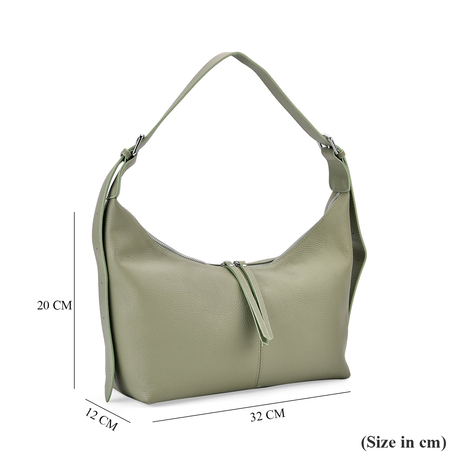 Designer Inspired Genuine Leather Shoulder Bag with Adjustable Strap - Green 8037365 4
