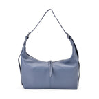 Versatile Genuine Leather Shoulder Bag with Adjustable Strap - Blue_8037366