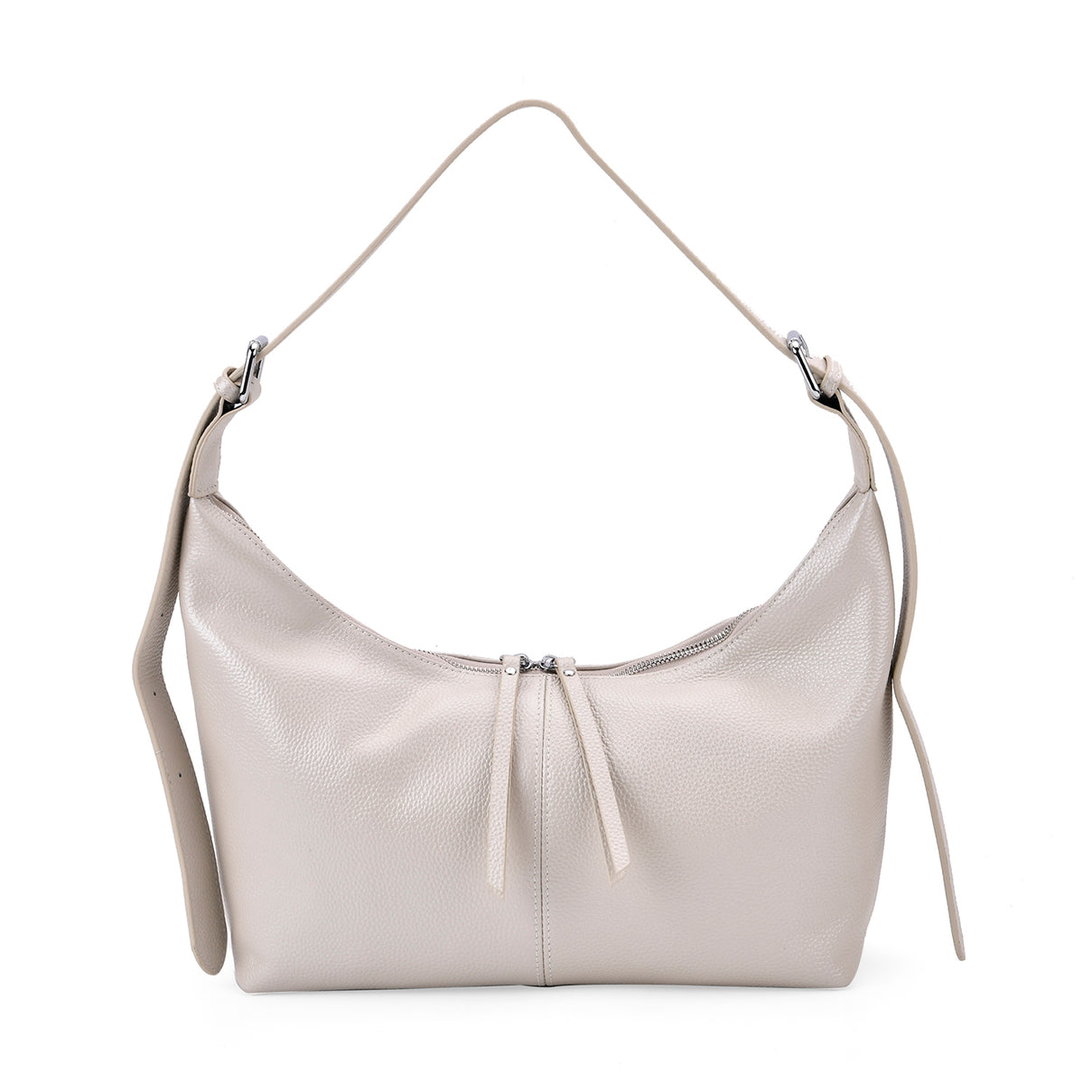 Versatile Genuine Leather Shoulder Bag with Adjustable Strap - White Pearl 8037370 0