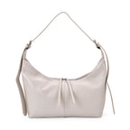 Versatile Genuine Leather Shoulder Bag with Adjustable Strap - White Pearl_8037370