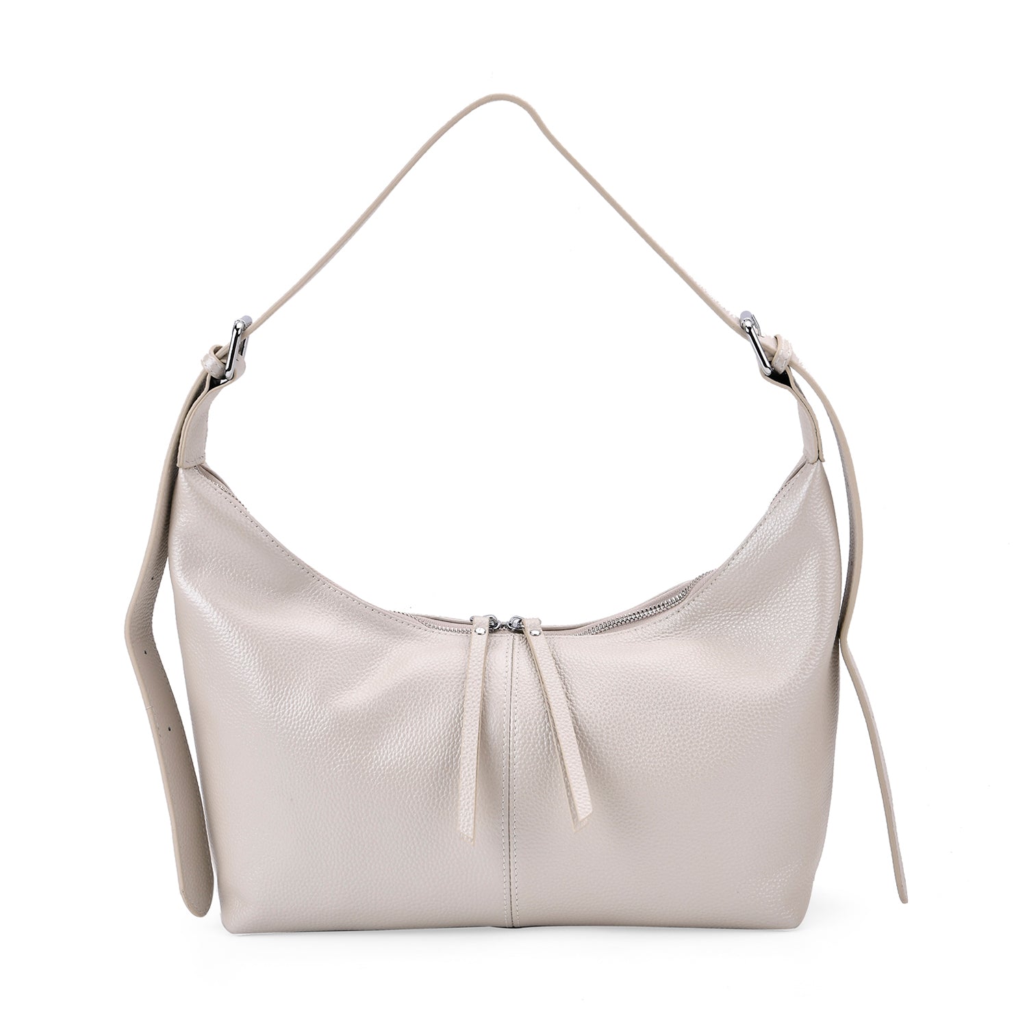 Versatile Genuine Leather Shoulder Bag with Adjustable Strap - White Pearl 8037370 0