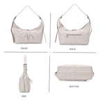 Versatile Genuine Leather Shoulder Bag with Adjustable Strap - White Pearl_8037370_3