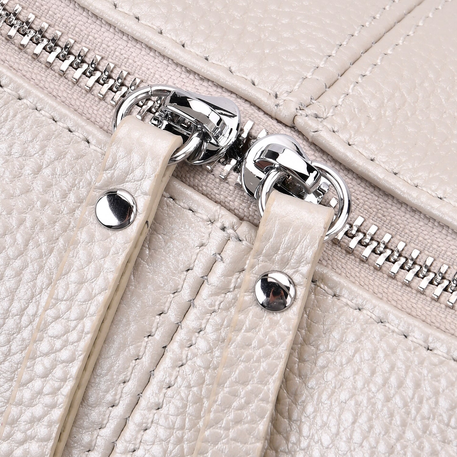 Versatile Genuine Leather Shoulder Bag with Adjustable Strap - White Pearl 8037370 3