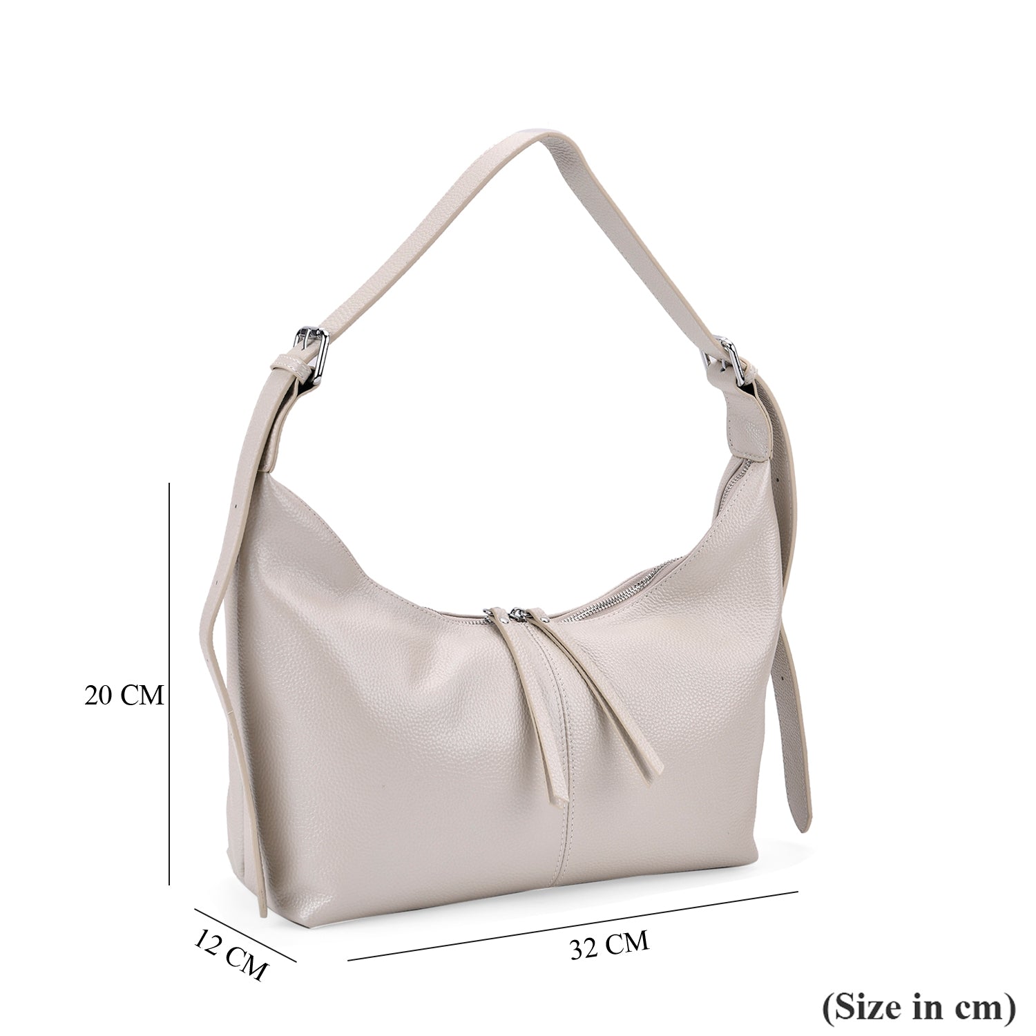 Versatile Genuine Leather Shoulder Bag with Adjustable Strap - White Pearl 8037370 4