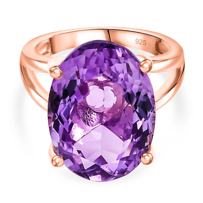 Rose De France Amethyst Solitaire Ring in 18K Vermeil Rose Gold Plated Sterling Silver 12.12 Ct. 8037510 1