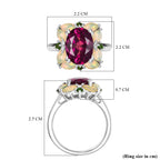 Rhodolite Garnet ,  Natural Chrome Diopside ,  Ethiopian Opal  Main Stone With Side Stone Ring in Rhodium Overlay Sterling Silver 4.38 ct  4.042  Ct._8037525_5