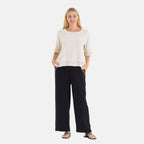 LA MAREY Linen Blend Womens Embroidered Details Relaxed Fit Trousers (Size 20-22) - Black_8037637_1