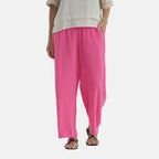 LA MAREY Linen Blend Womens Embroidered Details Relaxed Fit Trousers (Size 14-16) - Pink_8037777_3
