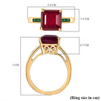 African Ruby & Zambian Emerald Solitaire Ring in 18K Vermeil Yellow Gold Plated Sterling Silver 8.14 Ct.