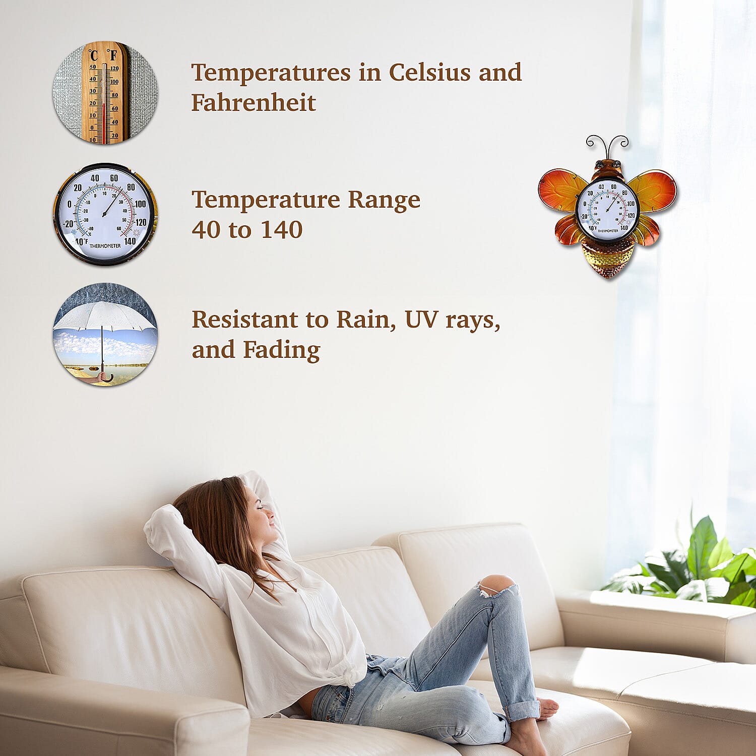 Decorative Bee Celsius Thermometer 8038433 4