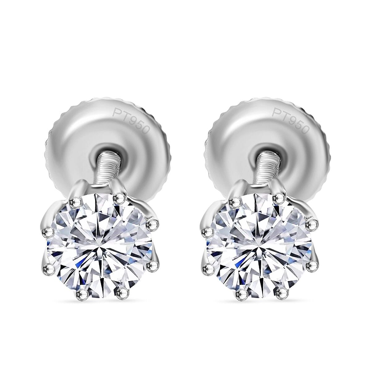 LUXURIANT 1 Ct. Lab Grown Diamond Earring with Screw Back in 950 Platinum SGL Certified 8038574 0