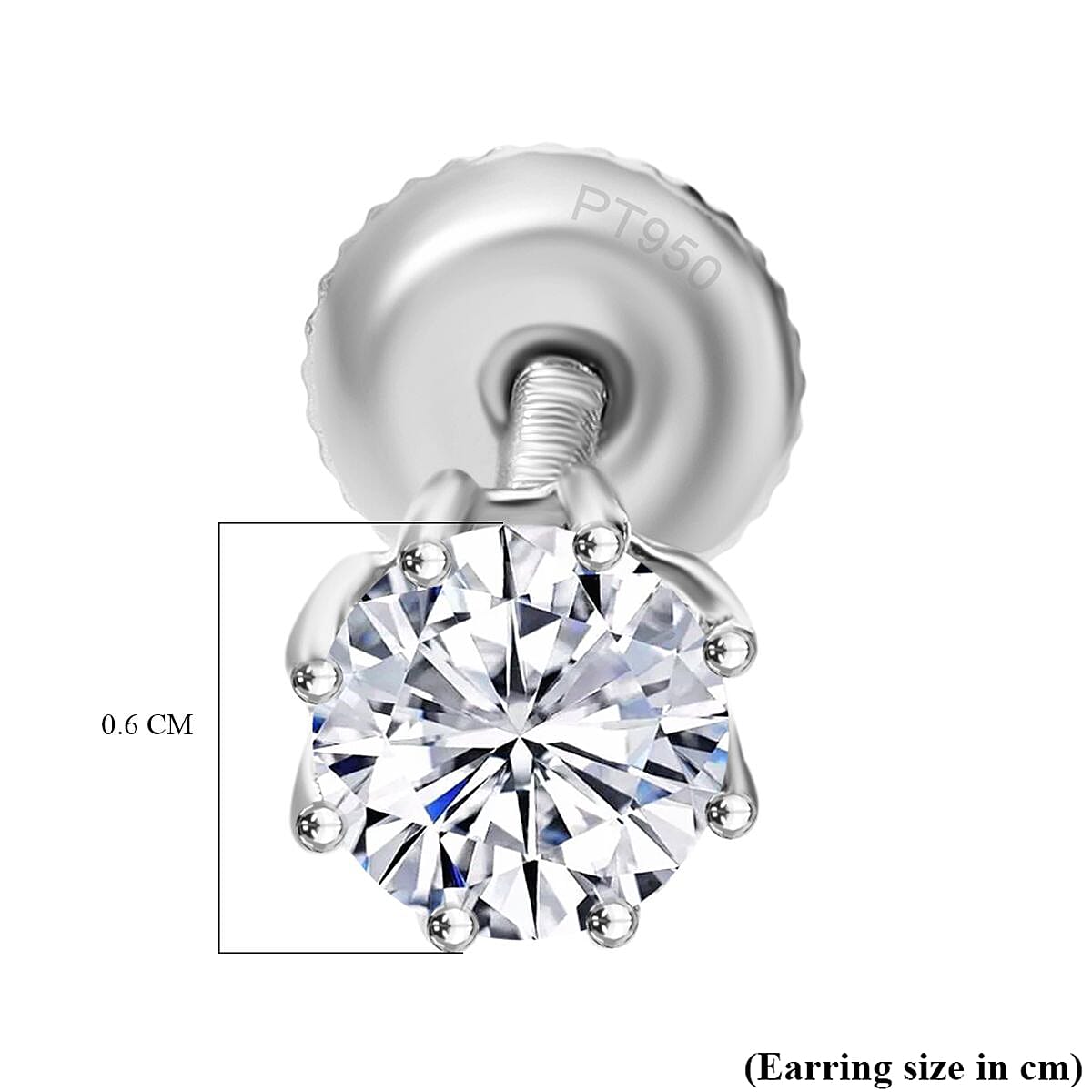 LUXURIANT 1 Ct. Lab Grown Diamond Earring with Screw Back in 950 Platinum SGL Certified 8038574 4