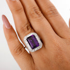 Natural AAA Moroccan Amethyst & Moissanite Ring in Rhodium Overlay Sterling Silver 8.49 Ct._8039788_2