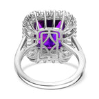 Natural AAA Moroccan Amethyst & Moissanite Ring in Rhodium Overlay Sterling Silver 8.49 Ct._8039788_4